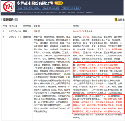 永輝超市業務新增互聯網藥品、網上貿易、道路運輸等